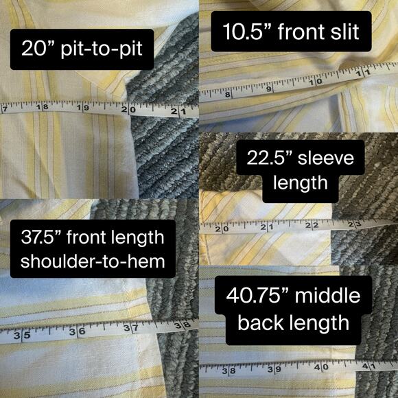 Fin & Vince Butter Yellow Stripe Button Front Shirt Dress Coastal French Country - Picture 9 of 10